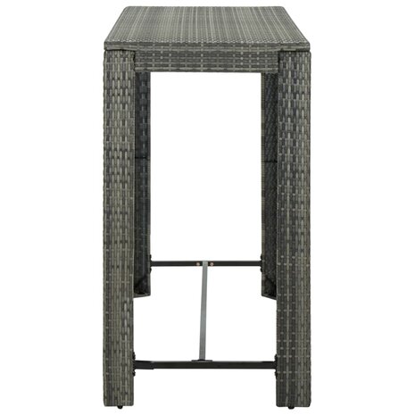 7-delige Tuinbarset met kussens poly rattan grijs
