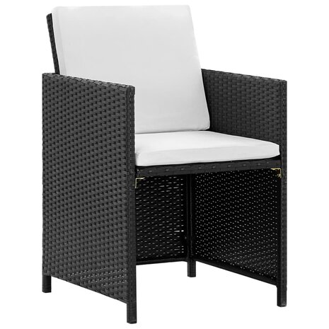 5-delige Tuinset met kussens poly rattan zwart