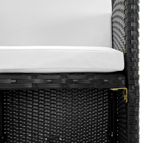 5-delige Tuinset met kussens poly rattan zwart