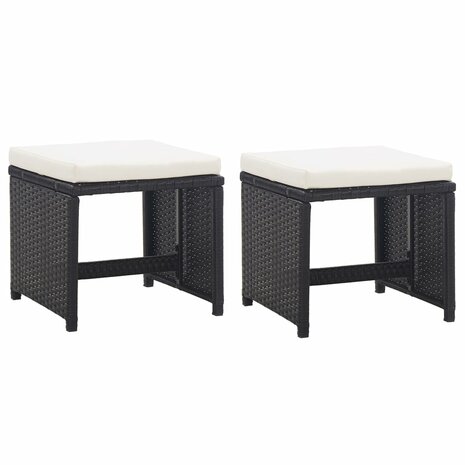 5-delige Tuinset met kussens poly rattan zwart