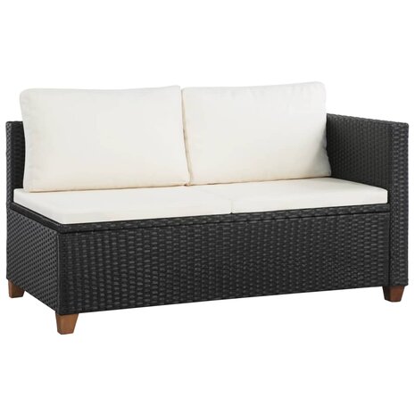 4-delige Loungeset met kussens poly rattan zwart