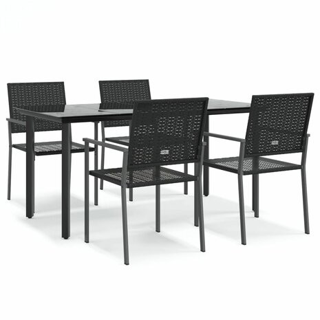 5-delige Tuinset poly rattan en staal