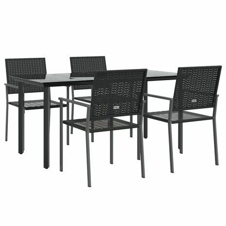 5-delige Tuinset poly rattan en staal