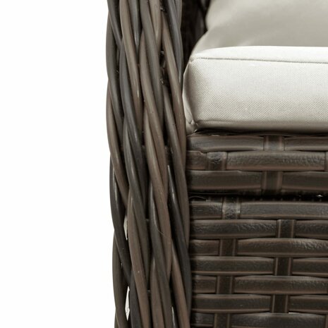 3-delige Tuinset met kussens poly rattan bruin