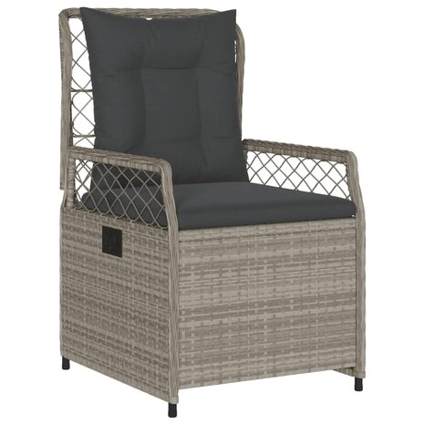 3-delige Tuinset met kussens poly rattan lichtgrijs
