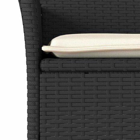 5-delige Tuinset met kussens poly rattan en glas zwart