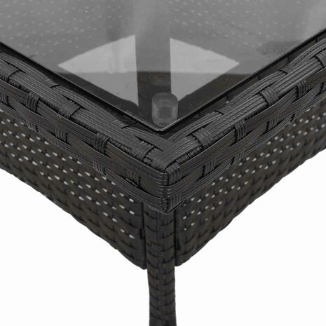 5-delige Tuinset met kussens poly rattan en glas zwart