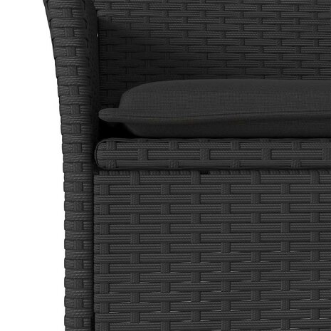 5-delige Tuinset met kussens poly rattan en glas zwart