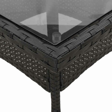 5-delige Tuinset met kussens poly rattan en glas zwart
