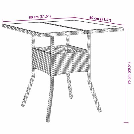 5-delige Tuinset met kussens poly rattan en glas zwart