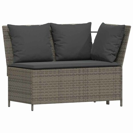 4-delige Tuinset met kussens poly rattan grijs
