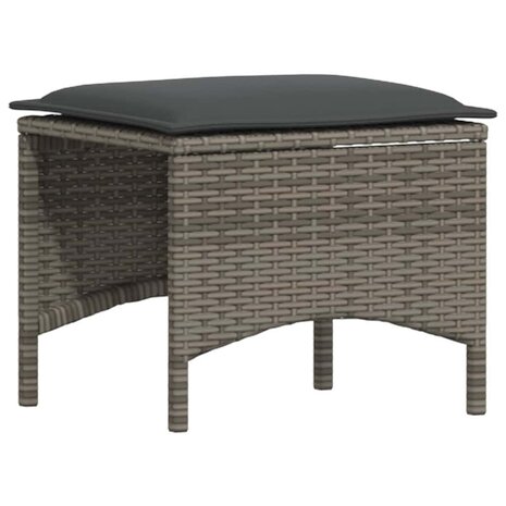 4-delige Tuinset met kussens poly rattan grijs