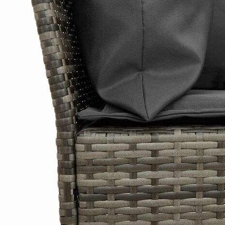 4-delige Tuinset met kussens poly rattan grijs