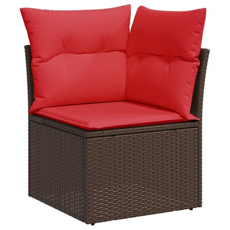 4-delige Loungeset met kussens poly rattan bruin