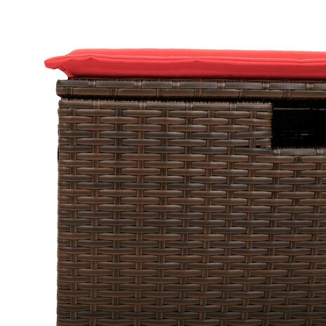 4-delige Loungeset met kussens poly rattan bruin