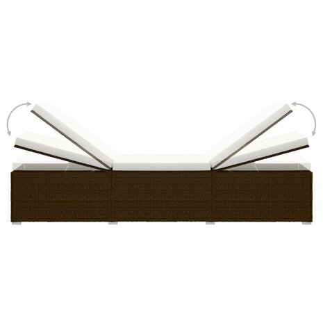 3-delige Ligbeddenset met theetafel poly rattan bruin