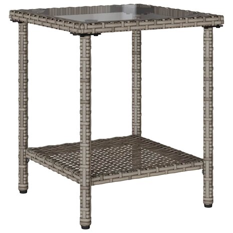 Tuinbank met tafel en kussens L-vormig poly rattan grijs