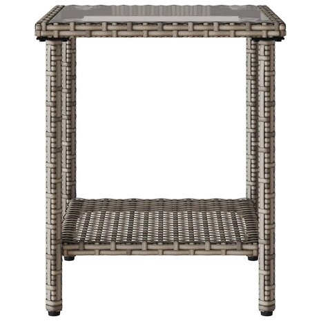 Tuinbank met tafel en kussens L-vormig poly rattan grijs
