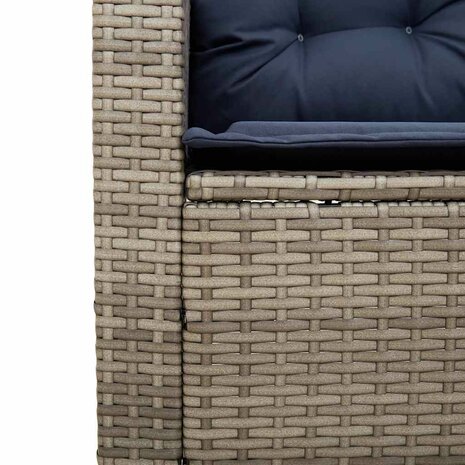 Tuinbank met tafel en kussens L-vormig poly rattan grijs
