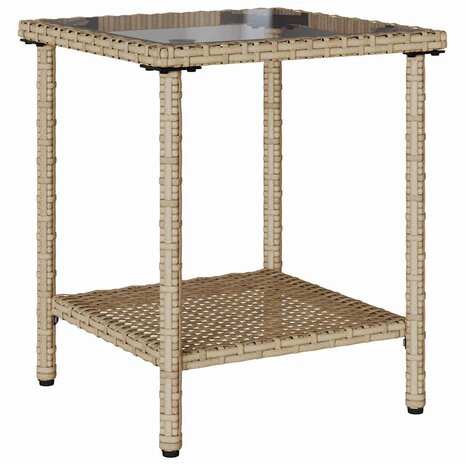 Tuinbank met tafel en kussens L-vormig beige poly rattan