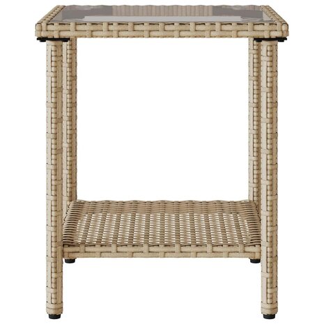 Tuinbank met tafel en kussens L-vormig beige poly rattan