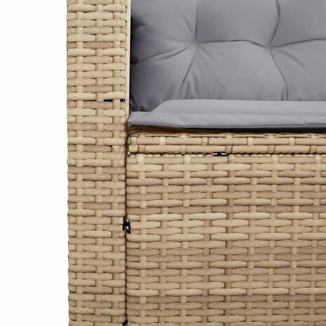 Tuinbank met tafel en kussens L-vormig beige poly rattan