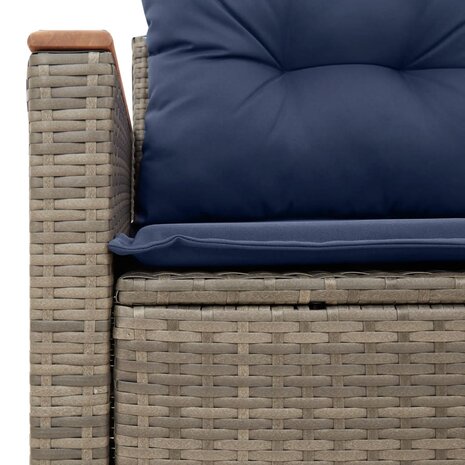 Tuinbank met kussens 2-zits poly rattan grijs