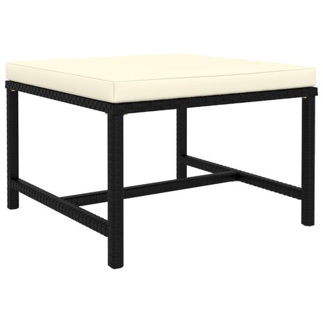 4-delige Loungeset met kussens poly rattan zwart