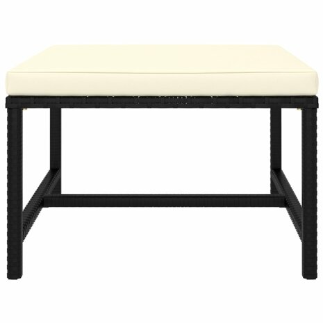 4-delige Loungeset met kussens poly rattan zwart