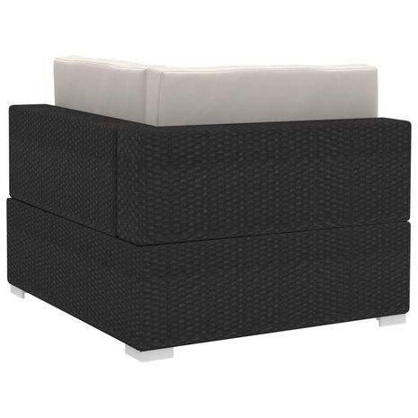 Hoekbanken 2 st met kussens poly rattan zwart