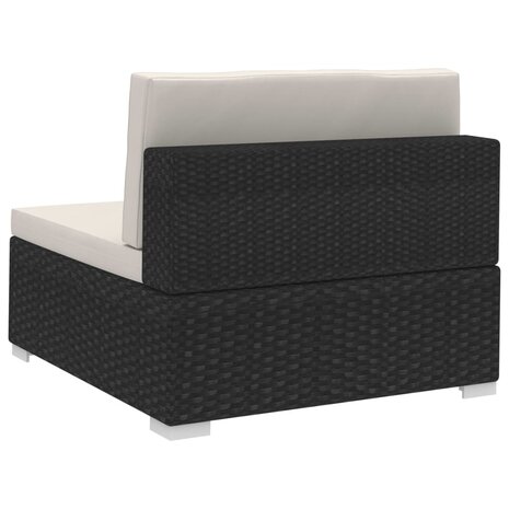 Hoekbanken 2 st met kussens poly rattan zwart
