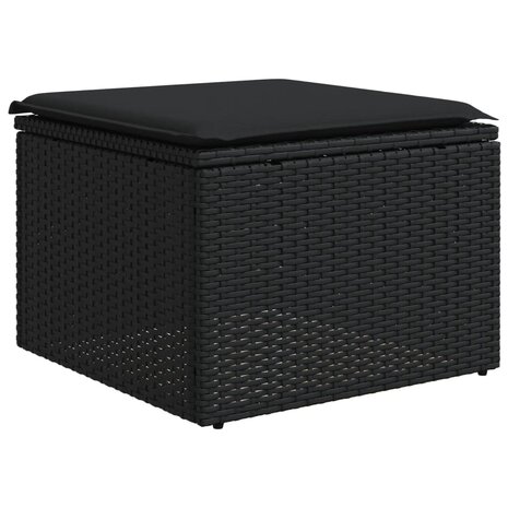 5-delige Loungeset met kussens poly rattan zwart