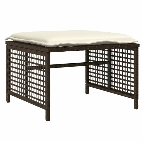 4-delige Loungeset met kussens poly rattan bruin