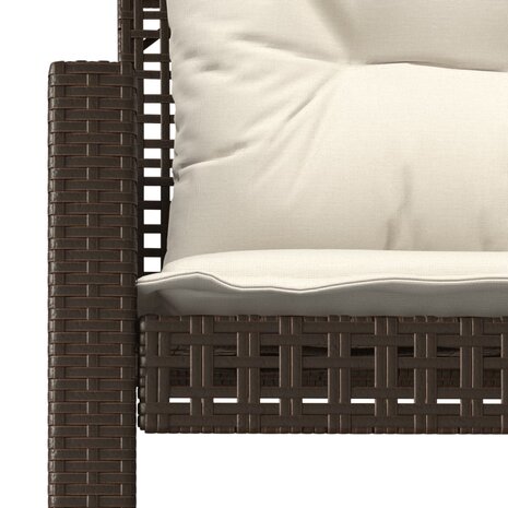 4-delige Loungeset met kussens poly rattan bruin