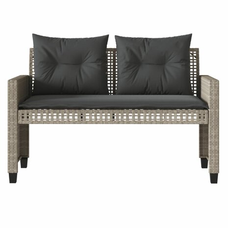 4-delige Loungeset met kussens poly rattan en glas lichtgrijs