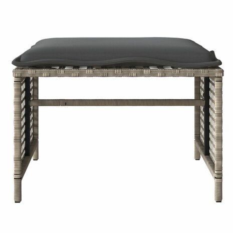 4-delige Loungeset met kussens poly rattan en glas lichtgrijs