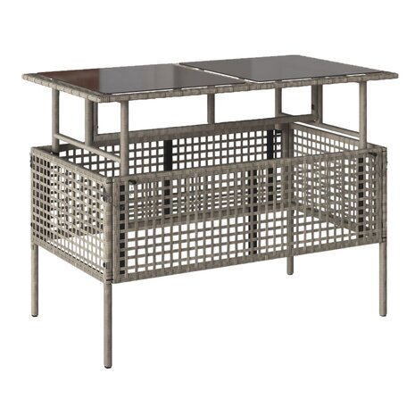 4-delige Loungeset met kussens poly rattan en glas lichtgrijs