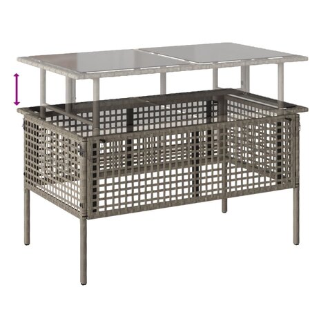 4-delige Loungeset met kussens poly rattan en glas lichtgrijs