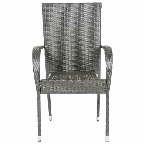 Tuinstoelen stapelbaar 4 st poly rattan grijs
