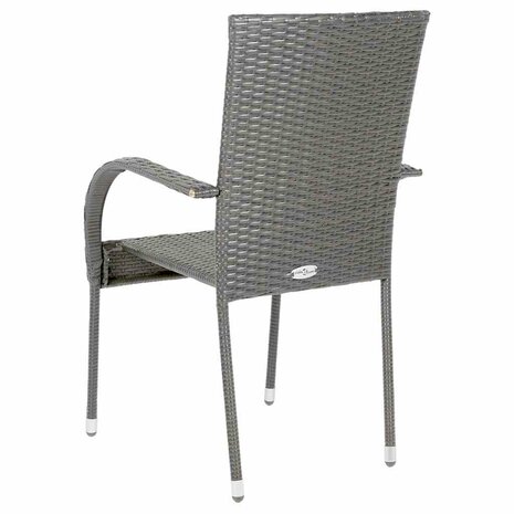 Tuinstoelen stapelbaar 4 st poly rattan grijs