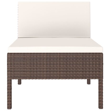 Tuinstoelen 3 st met kussens poly rattan bruin