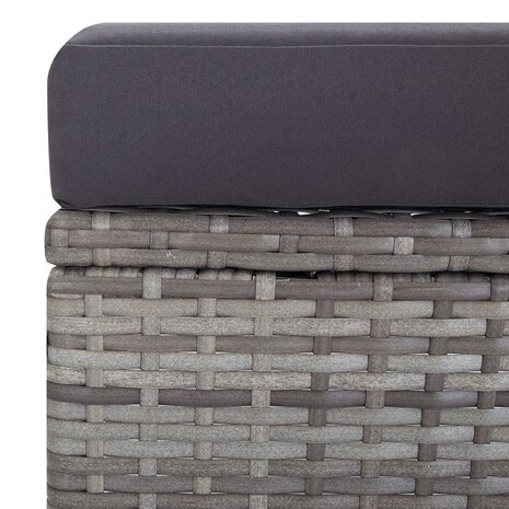 Tuinstoel verstelbaar met kussens poly rattan grijs