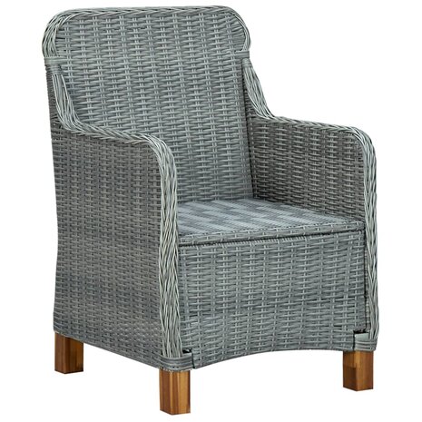 Tuinstoelen 2 st met kussens poly rattan lichtgrijs