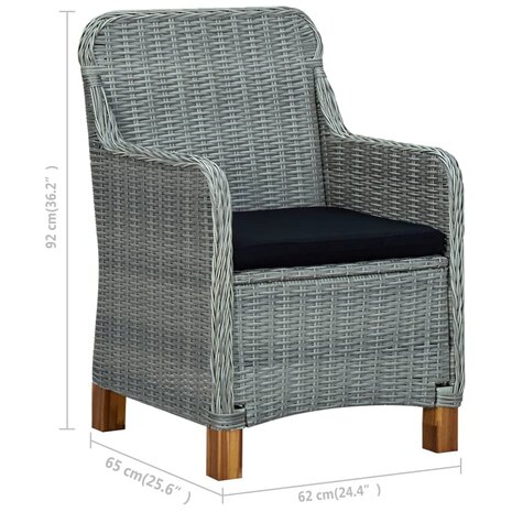 Tuinstoelen 2 st met kussens poly rattan lichtgrijs