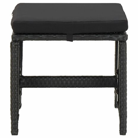 Tuinkrukken 4 st met kussens poly rattan zwart