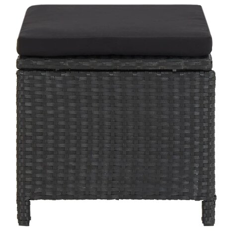 Tuinkrukken 4 st met kussens poly rattan zwart