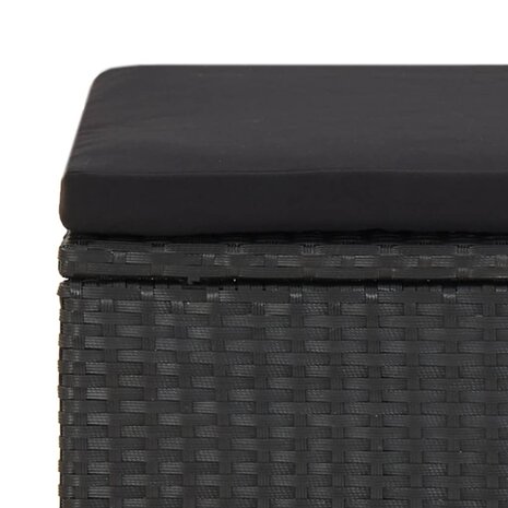 Tuinkrukken 4 st met kussens poly rattan zwart
