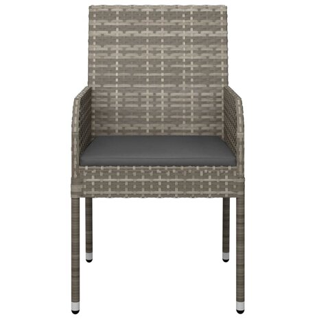 Tuinstoelen 4 st met kussens poly rattan grijs