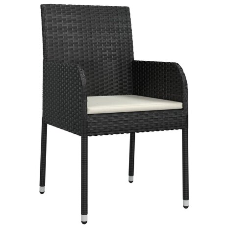 Tuinstoelen 4 st met kussens poly rattan zwart