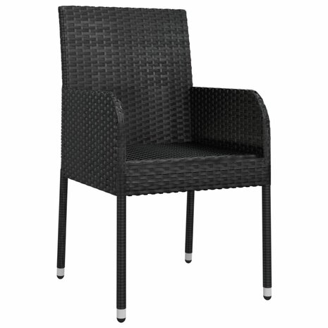 Tuinstoelen 4 st met kussens poly rattan zwart